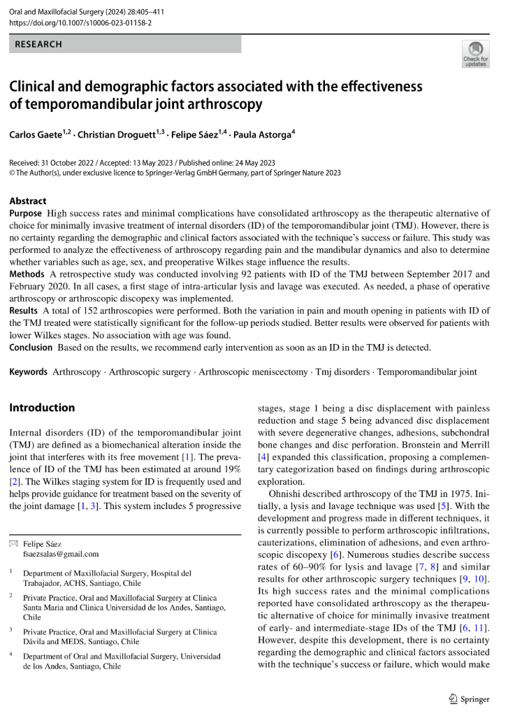 Clinical and demographic factors associated with the effectiveness of temporomandibular joint arthroscopy